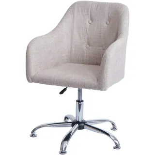 Mendler Esszimmerstuhl HWC-L92, Küchenstuhl Stuhl mit Armlehne, drehbar höhenverstellbar Metall - Textil creme