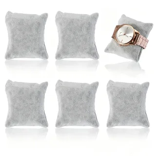 Cyrank 5 Stück Armband-Kissen-Display, Samt-Schmuck-Display-Kissen, Uhrenkissen, Schmuckkissen, Samt Armband Kissen, Uhren-Display-Kissen für Shows(Grau)