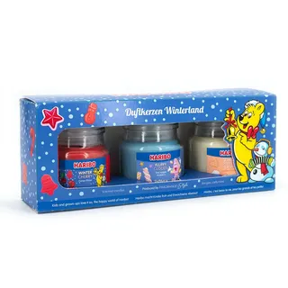 Duftkerzen-Geschenkset Haribo , Blau , Naturmaterialen, Glas, Textil , 9 cm , Dekoration, Kerzen & Kerzenhalter, Duftkerzen