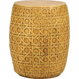 BELIANI Beistelltisch Natürlich Leichtbeton und Glasfaser Rund  32 cm in Rattan-Optik Modern Boho Outdoor Couchtisch Wohnzimmer Ausstattung Möbel - Beige