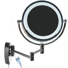 HIMRY LED Wandspiegel KosmetikSpiegel 8,5 Zoll, 7X Vergrößerung, Beleuchteter Kosmetik Spiegel, Make-up, Rasieren, Badezimmer Spiegel Faltbar Verstellbar, Verchromtes Metall, KXD3132-7x