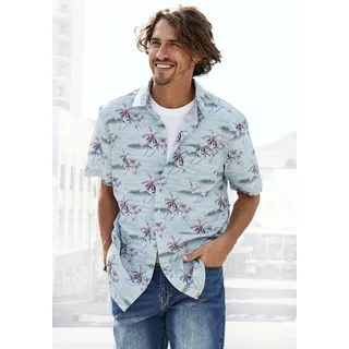 Hawaiihemd BEACHTIME "- sommerliches Hemd mit tollem Palmen Druck", Herren, Gr. S (37/38), N-Gr, blau (blau, bedruckt), Web, Obermaterial: 100% Baumwolle, bedruckt, regular fit, ohne Ausschnitt, abgesteppte Kante, Hemden Hawaiihemd, Kurzarm, Freizeithemd mit Palmenprint, reine Baumwolle, Topseller