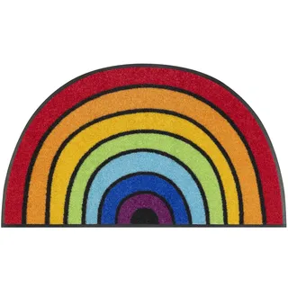 Wash+Dry Fußmatte Round Rainbow 50x85 cm innen und außen, waschbar