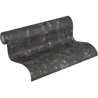 A.S. Création Vliestapete Used Look Tapete in Vintage Optik 10,05 m x 0,53 m schwarz goldfarben Made in Germany 230782 2307-82