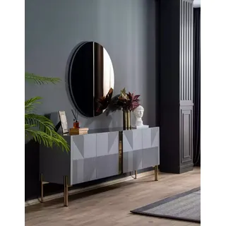 Sideboard Spiegel Set Italienischer Stil 2tlg. Wohnzimmer Holz Kommode Schrank