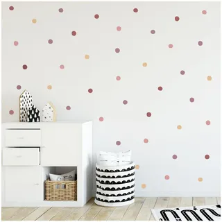 Yabaduu Tupfen Set Wandtattoo 4 Farben auf 4 Din A4 Bögen insgesamt 96 Aufkleber Punkte Dekor für Kinderzimmer Babyzimmer Dekor Selbstklebend (Y043-04 Tupfen Rosa)