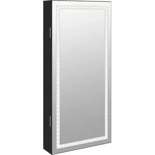 vidaXL Spiegel-Schmuckschrank mit LED-Beleuchtung Wandmontage Schwarz - Schwarz