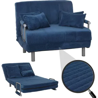 Schlafsessel HWC-K29, Klappsessel Schlafsofa Gästebett, Liegefläche 190x100cm, Stoff Cord (330g/m2) blau - Blau