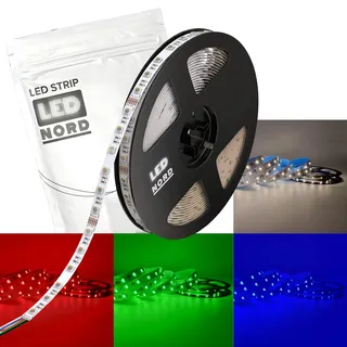 LED Nord LED Strip 5m RGB warmweiß 24v dimmbar selbstklebend - Profi LED Streifen dimmbar RGBWW 16 Mio. Farben - LED Band indirekte Beleuchtung 60 LEDs pro Meter - RGB LED Strip warmweiss