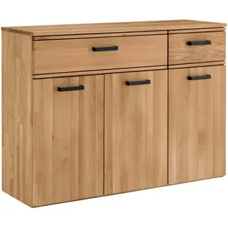 Sideboard , Eichefarben , Metall , Wildeiche , massiv, Hartholz,massiv, vollmassiv, Hartholz , 4 Fächer , 2 Schubladen , 120x89x39 cm , erweiterbar, Typenauswahl, Beimöbel erhältlich, stehend , Holzmöbel, Kommoden Holz, Sideboards Holz