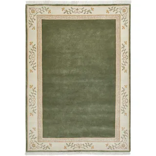 Luxor -LUXOR- living Teppich Gala handgeknüpfter Premium Teppich aus 100% Wolle - hochwertiger nachhaltiger Knüpfteppich 60 x 90 cm grün