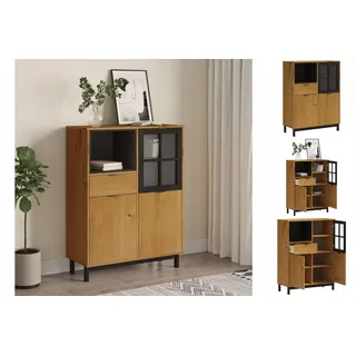 vidaXL Highboard mit Glastür FLAM 92x40x122,5 cm Massivholz Kiefer