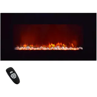 Syntrox Germany Wandkamin Nova – Elektrischer Kamin mit Fernbedienung & LED-Hintergrundbeleuchtung | 2000W für Gemütlichkeit - Schwarz