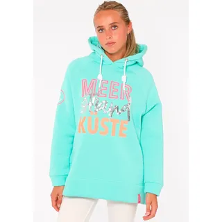 Zwillingsherz Hoodie »Meer Strand Küste«, mit Kapuze, Pailletten-Schriftzug und aufgesticktem Anker-Motiv Zwillingsherz mint S/M