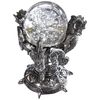 Design Toscano Drachen des Corfu Schlosses Gothic-Deko Statue, Polyresin und Glas, zweifarbig schwarz und Silber, 13 cm