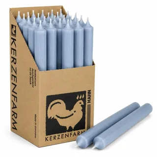 Extra lange Stabkerzen Taubenblau/Pastell-Blau – 25 cm (250 mm) – Ø 2,2 cm – durchgefärbt & tropffrei – Made in Germany – – 12 Std. Brenndauer – wählbar 10 oder 25 Stück (25, Taubenblau)