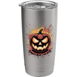Halloween Kürbis Splash Kunst Doppelwandiger Edelstahl-Thermobecher