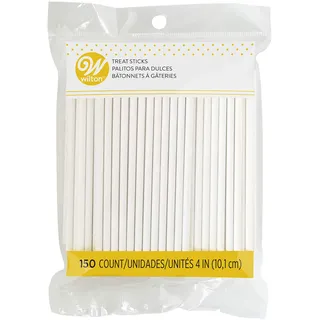 Wilton Lollipop Sticks, 10 cm, 150 Stück | Papierstiele für Cake Pops, Lutscher und mehr, Stabil und Lebensmittelecht, Passend für Lollipop-Formen