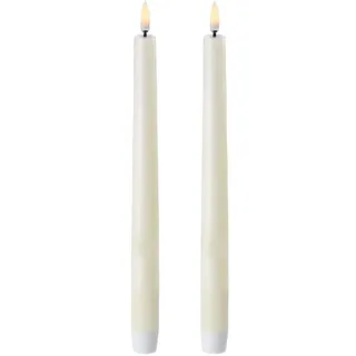 Piffany Copenhagen Uyuni Lighting Taper 2er Set LED Stabkerzen 2,3 x 25 cm Echtwachs Ivory - 6 Stunden Timerfunktion - Keine Brandgefahr, Keine Rußbildung und kein Geruch