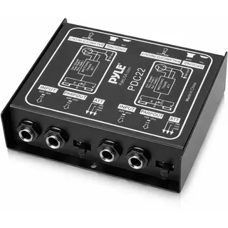 Pyle DI Box, Di, – Passive Direct Injection Box mit Brummen-Entferner und Eingangs-Dämpfer für Gitarre & Bass – Impedanztransformator