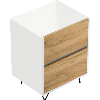 Posseik Nachttisch Industrial A 2 Schubladen 50 cm Weiß Eiche Front