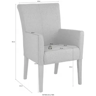 Home Affaire Esszimmerstuhl »King«, Feinstruktur, Polsterstuhl, Armlehnstuhl, Gestell Massivholz, grau