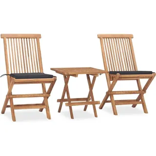 Best Möbel Gartenmöbel Set Balkonmöbel-Set 3-tlg. Garten-Essgruppe mit Kissen Klappbar Massivholz Teak - Gartenmöbelgarnituren CL6546646 2parcel - Grau