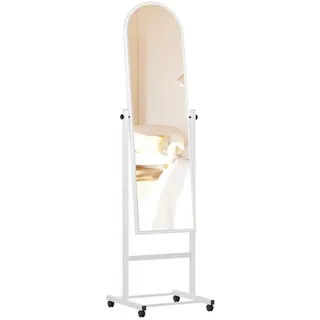 CLP Standspiegel rund Holz weiß , Weiß , 39x151x39 cm , Spiegel, Standspiegel