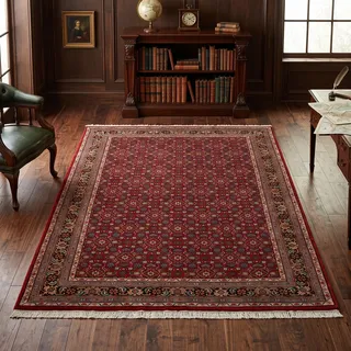 Orientteppich THEKO "Benares Herati, handgeknüpft" Gr. 4, rot, B:170cm H:12mm L:240cm, Schurwolle, Teppiche, Orientteppich, reine Wolle, mit Fransen, Wohnzimmer