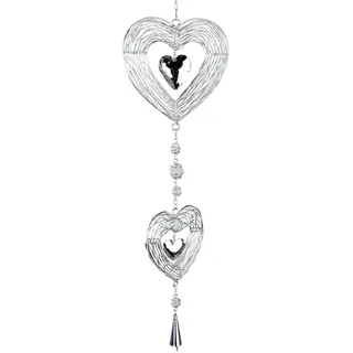 formano Fensterdeko Hänger Herzen hängend 65cm Silber Fensterschmuck Hängedeko
