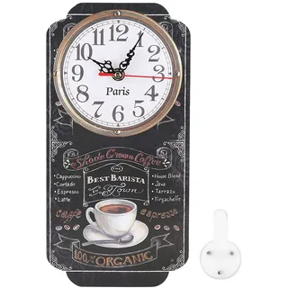 Yosoo Health Gear Rechteckige Wanduhr mit Pendel, Batteriebetrieben, Holzoptik-Kunststoff, Retro-Design, für Wohnzimmer, Bauernhaus, Büro, Café, Küche