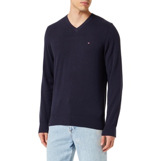 Tommy Hilfiger Herren Pullover Classic Cotton V-Ausschnitt, Blau (Desert Sky), XXL