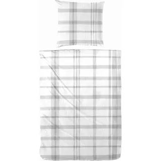Primera Baumwoll Seersucker Bettwäsche Karo 135 x 200 cm grau