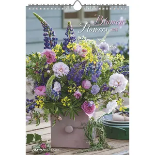 Neumann Alpha Edition - Blumen Kalender 2026 – Wandkalender 23,7×34 cm, mit 12 hochwertigen Blumenarrangements, 4-sprachigem Kalendarium & Zusatzinfos, FSC-zertifizierter, für Blumenliebhaber: Flowers