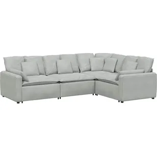 Modulares Sofa mit Kissen Samt Hellgrau - Grau, Hellgrau