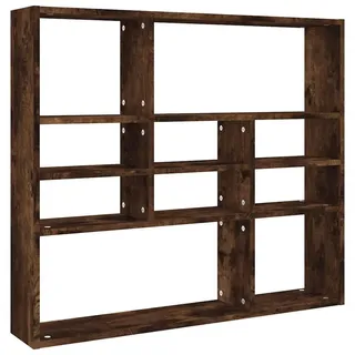 vidaXL Wandregal mit 10 Fächern 90/16/78 cm aus Holzwerkstoff Räuchereiche Dekor , Dunkelbraun , Strukturbuche , Rechteckig , 90x78x16 cm , Wohnzimmer, Regale, Wandregale