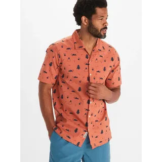 Marmot Reise-/Wanderhemd Muir Camp (weiches, leichtes Gewebe, atmungsaktiv) Kurzarm braun/navyblau Herren