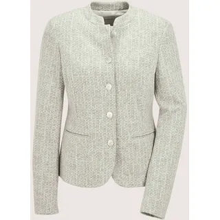 Jackenblazer MADELEINE "Kurzblazer Eleganter Businessblazer mit Stehkragen", Damen, Gr. 42, weiß (steingrau, wollweiß), Obermaterial: 68% Polyester PES. 30% Viskose CV. 2% Elasthan EL., Modern, Blazer Jackenblazer, minimal Design