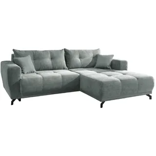 Mid.you Ecksofa , Hellblau , Metall , Füllung: Schaumstoff,Schaumstoff,Schaumstoff , Ottomane rechts, L-Form , 246x177 cm , seitenverkehrt erhältlich, Rücken echt, Armteil links, Armteil rechts, elektrischer Sitzvorzug , Wohnzimmer, Sofas & Couches, Wohnlandschaften, Ecksofas