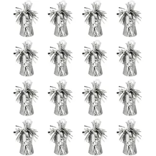 Boland - Ballongewicht mit Metallicfolie, 16 Stück, 160 - 180 g, Ballon Beschwerer, für Luftballons und Heliumballons, Silber