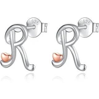 CELESTIA Klein Ohrstecker Mädchen mit Buchstaben R Ohrringe Echt Silber 925 Ohrringe Stecker Damen, Freundschaftsgeschenke für Meine Freundin