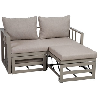 greemotion Garten-Multifunktionssofa Nassau mit Hocker, ca. 134 x 63 x 74 cm, beige