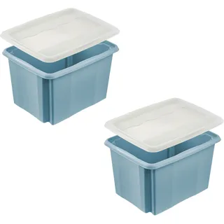 KEEEPER Aufbewahrungsbox Emil 45 x 27 x 35 cm 2-tlg. nordic blau