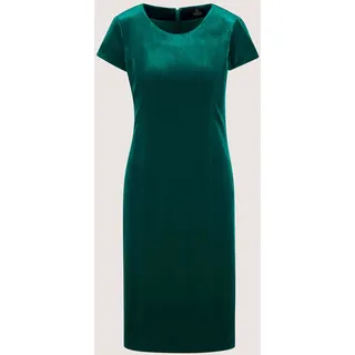 Sommerkleid MADELEINE "Etuikleid Kurzarm Samtkleid in Midilänge", Damen, Gr. 44, N-Gr, grün (dunkelgrün), Obermaterial: 90% Polyester PES. 10% Elasthan EL., Modern, normal, Kleider Sommerkleid, Samtkleid