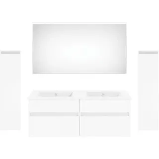 Puris Badezimmer , Weiß Hochglanz , Holzwerkstoff , 180 cm , Goldenes M, Made in Germany , hängend , Badezimmer, Badmöbelsets & Badmöbelserien, Badmöbel-Sets