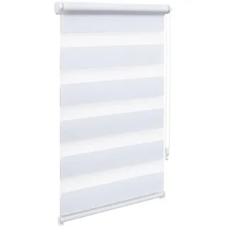 OBdeco Doppelrollo Duo Rollo Klemmfix ohne Bohren B100cm x H130cm(Stoffbreite 96 cm) Weiß für Fenster lichtdurchlässig und verdunkelnd