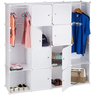 Relaxdays Kleiderschrank weiß, transparent 145,5 x 36,5 x 145,5 cm