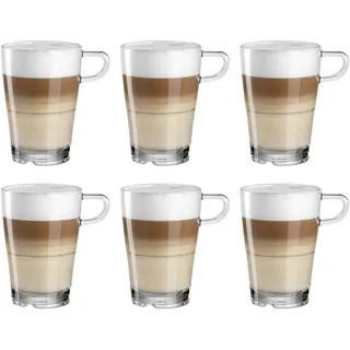 LEONARDO HOME Senso Latte-Macchiato Tasse, Kaffee-Gläser mit Henkel, spülmaschinengeeignete Glas-Becher, 6er Set, 350 ml, 024014