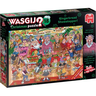 JUMBO Spiele Wasgij Christmas 18 - Lebkuchen Showstopper!, Puzzle 1000 Teile