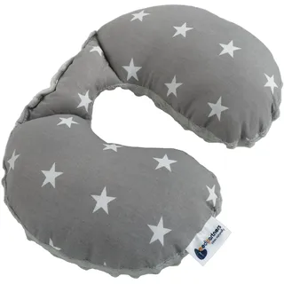 Medi Partners NACKENKISSEN Kinder Nacken Nackenstütze 100% Baumwolle/Minky Baby Nackenhörnchen für Auto Kinderwagen autofahrt Reisen Schlaf Hals Kissen Schlummerrolle (Sternen mit grauen Minky)